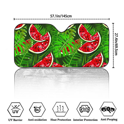 Tropical Leaf Watermelon Pattern Print Car Windshield Sun Shade