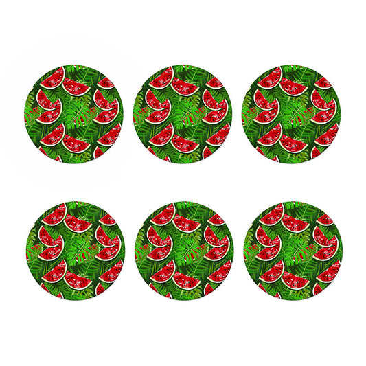 Tropical Leaf Watermelon Pattern Print Coaster Set