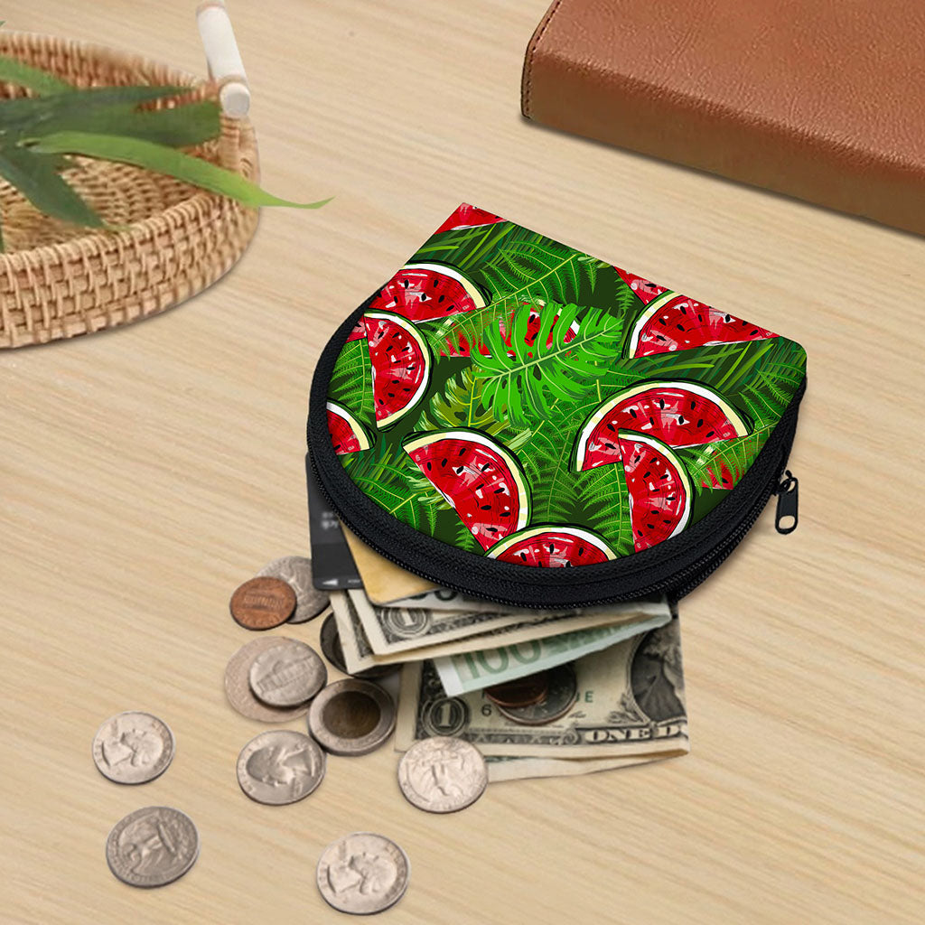 Tropical Leaf Watermelon Pattern Print Coin Purse
