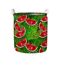 Tropical Leaf Watermelon Pattern Print Collapsible Laundry Basket