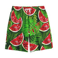 Tropical Leaf Watermelon Pattern Print Cotton Shorts