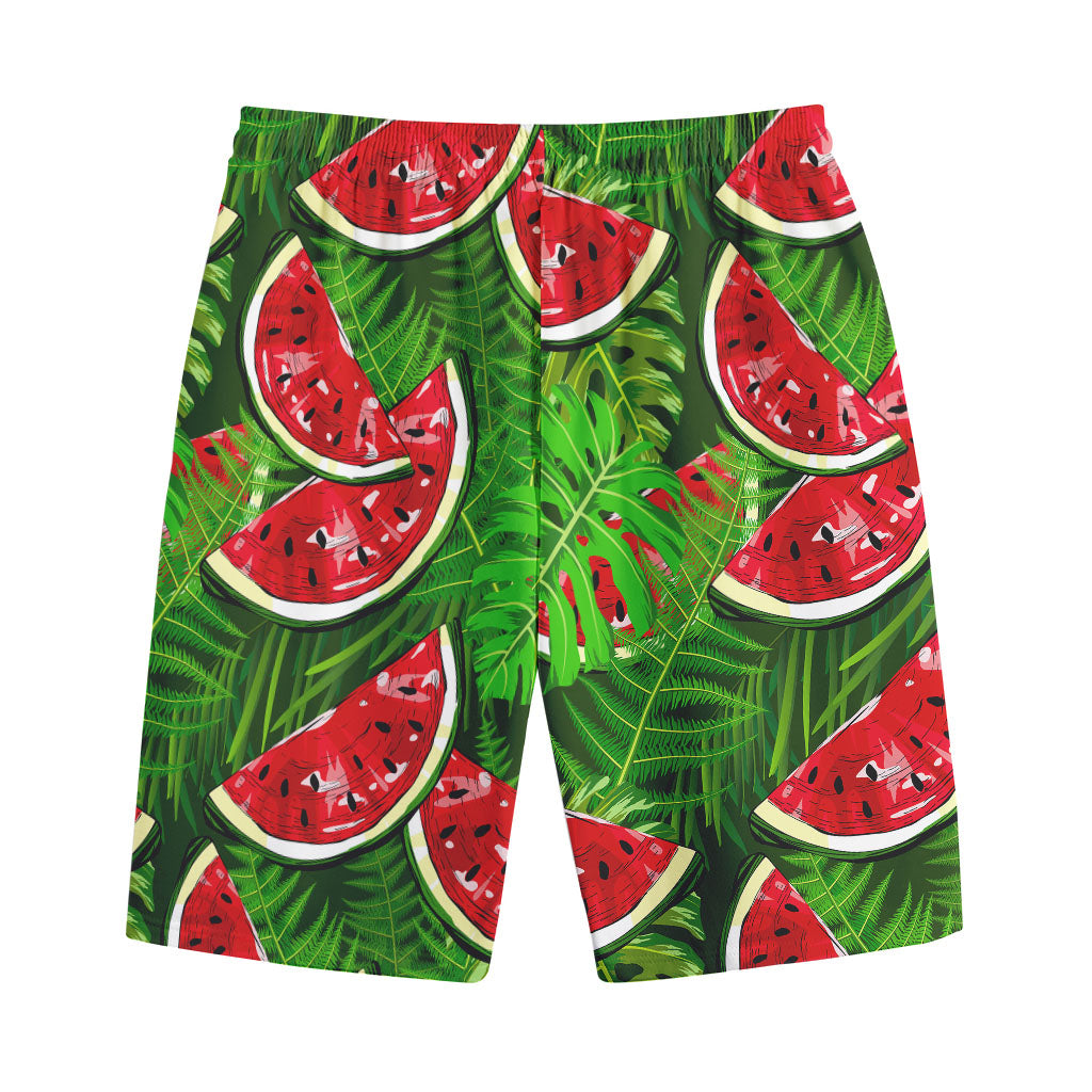 Tropical Leaf Watermelon Pattern Print Cotton Shorts