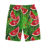 Tropical Leaf Watermelon Pattern Print Cotton Shorts