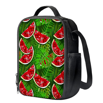 Tropical Leaf Watermelon Pattern Print Crossbody Lunch Bag