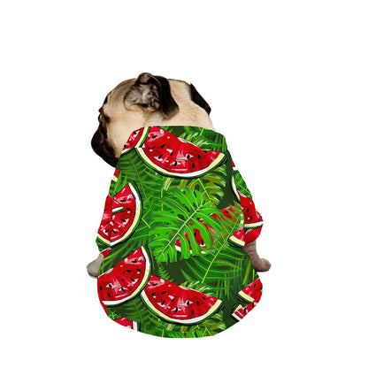 Tropical Leaf Watermelon Pattern Print Dog Zip Up Jacket