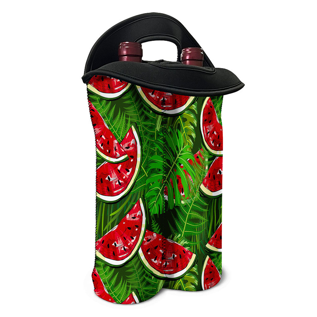 Tropical Leaf Watermelon Pattern Print Double Neoprene Wine Tote