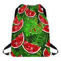 Tropical Leaf Watermelon Pattern Print Drawstring Backpack