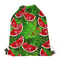 Tropical Leaf Watermelon Pattern Print Drawstring Bag