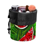 Tropical Leaf Watermelon Pattern Print Drawstring Makeup Bag