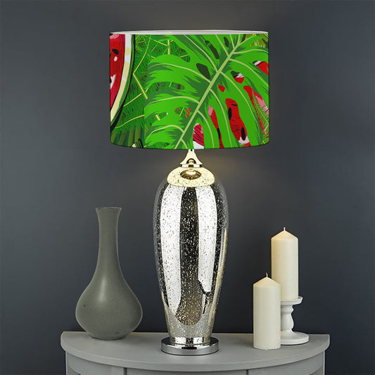 Tropical Leaf Watermelon Pattern Print Drum Lamp Shade