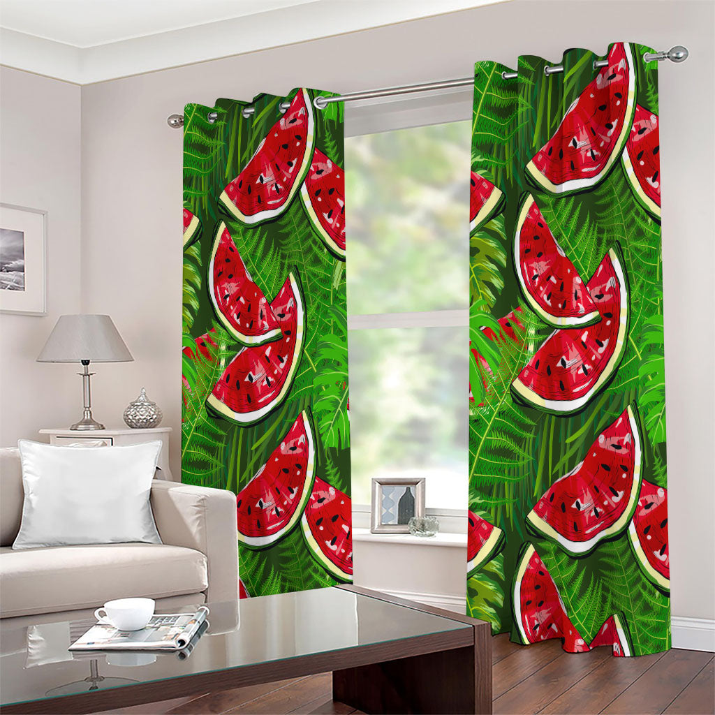 Tropical Leaf Watermelon Pattern Print Extra Wide Grommet Curtains