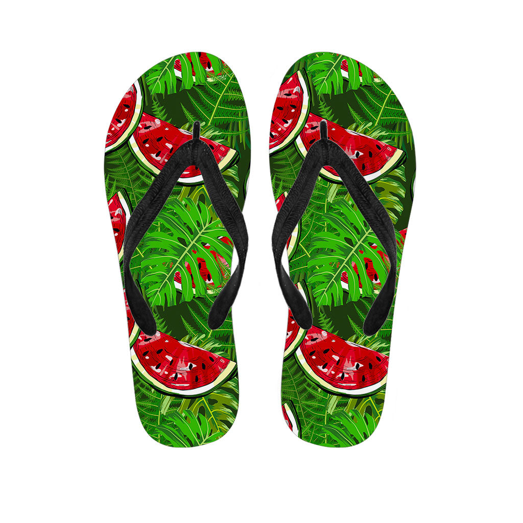 Tropical Leaf Watermelon Pattern Print Flip Flops