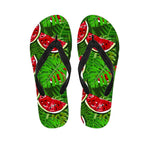 Tropical Leaf Watermelon Pattern Print Flip Flops