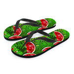 Tropical Leaf Watermelon Pattern Print Flip Flops