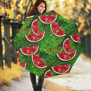 Tropical Leaf Watermelon Pattern Print Foldable Umbrella