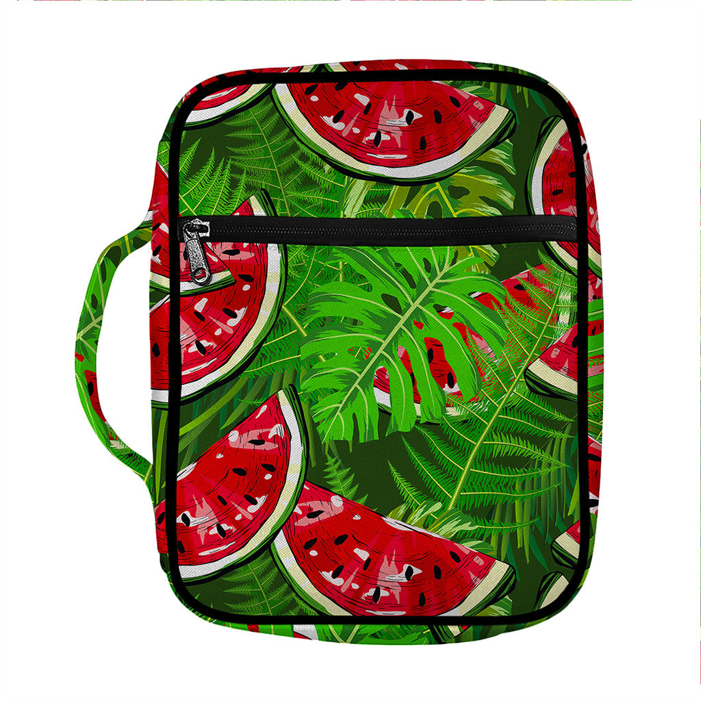 Tropical Leaf Watermelon Pattern Print Front Pocket Bible Bag