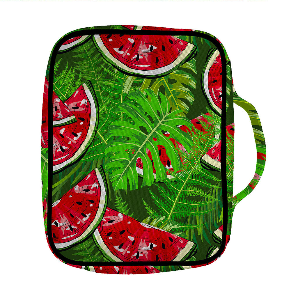 Tropical Leaf Watermelon Pattern Print Front Pocket Bible Bag