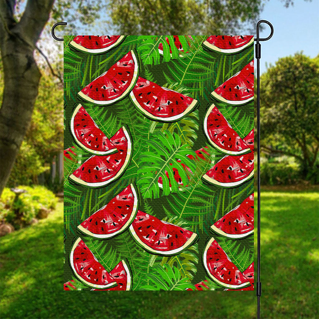 Tropical Leaf Watermelon Pattern Print Garden Flag