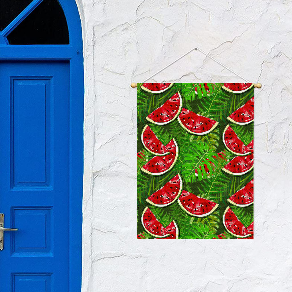 Tropical Leaf Watermelon Pattern Print Garden Flag