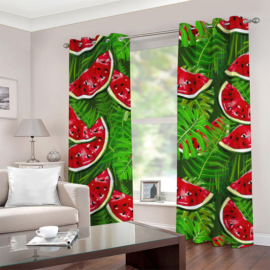 Tropical Leaf Watermelon Pattern Print Grommet Curtains