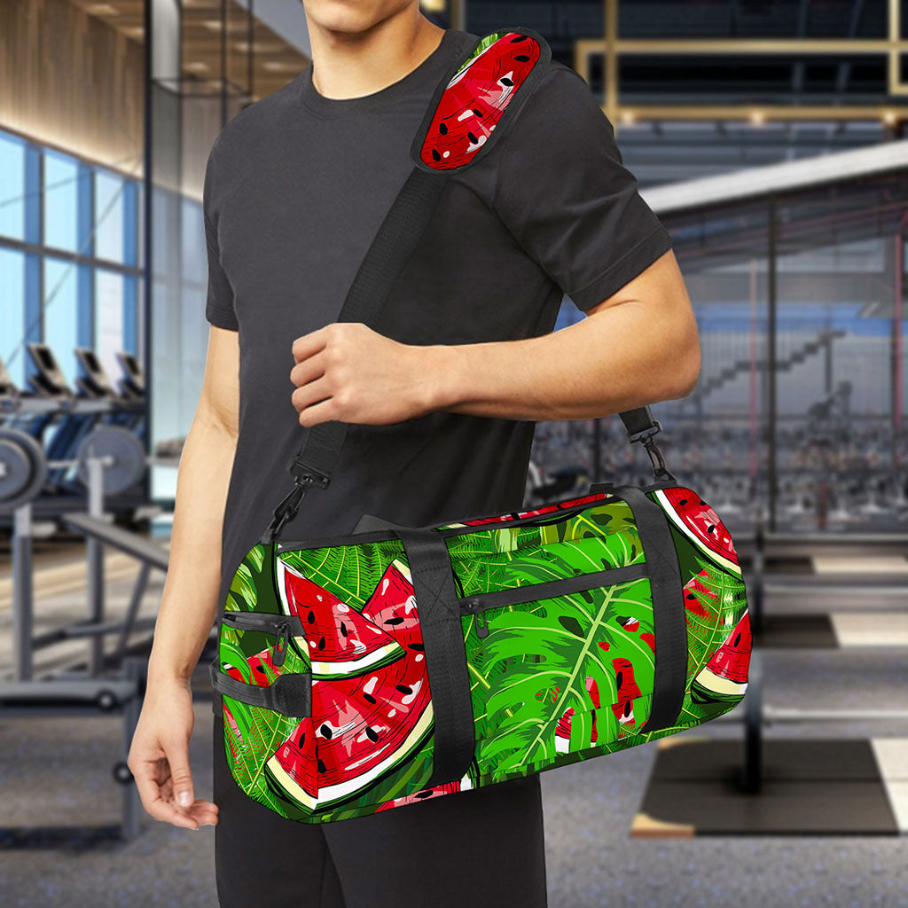 Tropical Leaf Watermelon Pattern Print Gym Bag