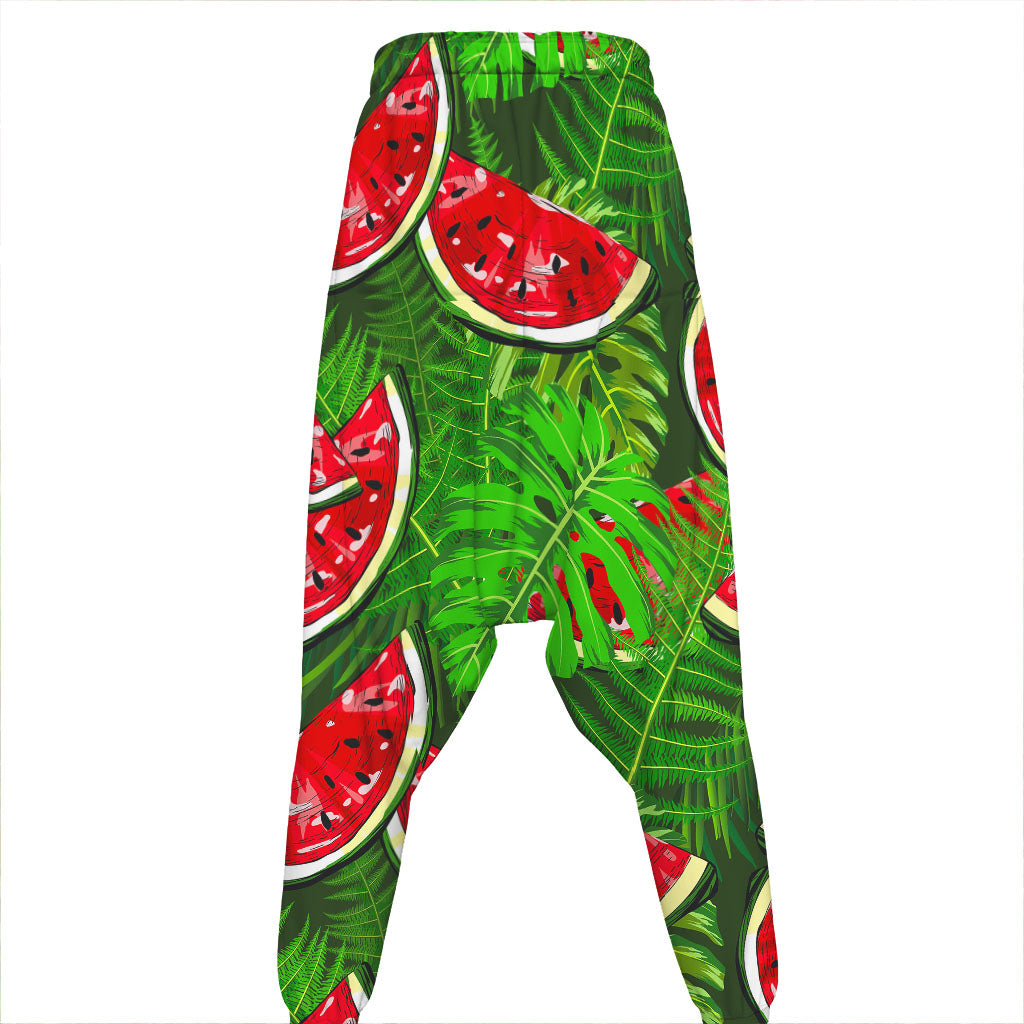 Tropical Leaf Watermelon Pattern Print Hammer Pants