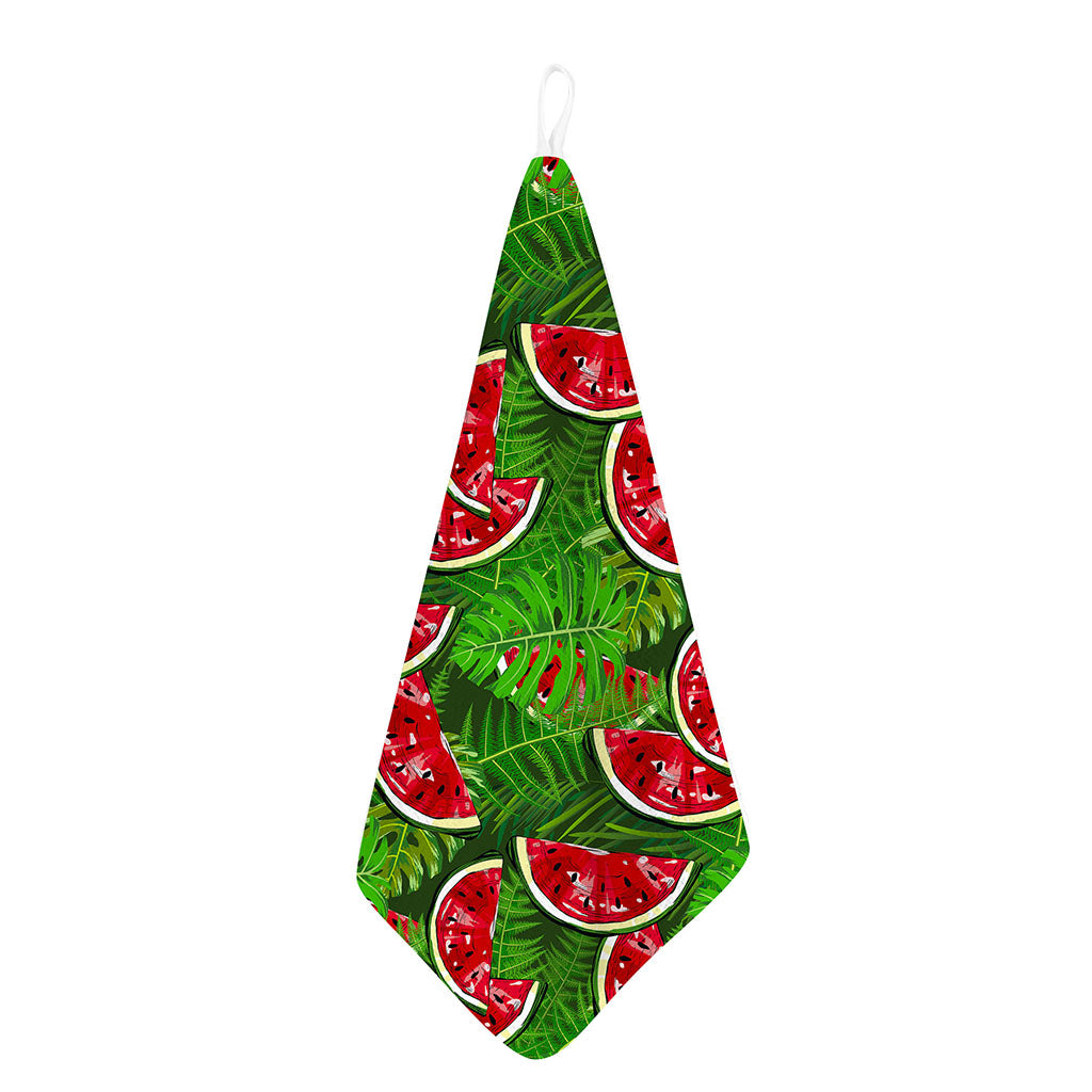 Tropical Leaf Watermelon Pattern Print Hand Towel