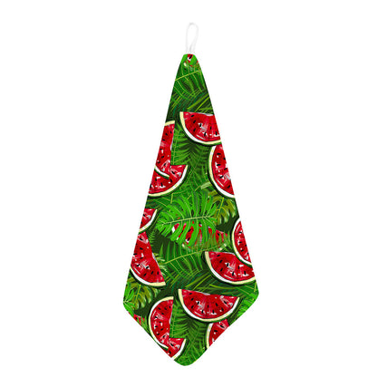 Tropical Leaf Watermelon Pattern Print Hand Towel