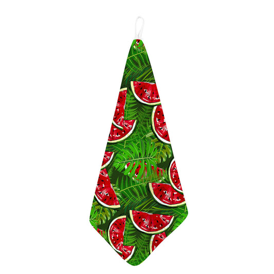 Tropical Leaf Watermelon Pattern Print Hand Towel