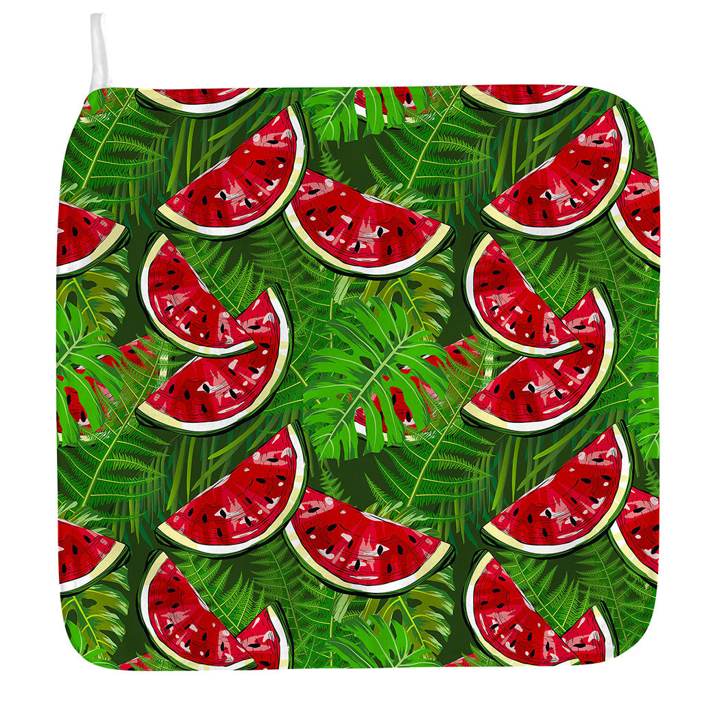 Tropical Leaf Watermelon Pattern Print Hand Towel