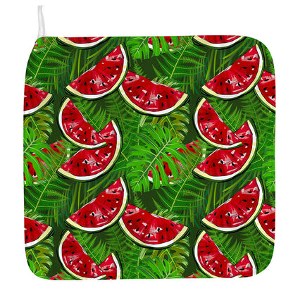 Tropical Leaf Watermelon Pattern Print Hand Towel