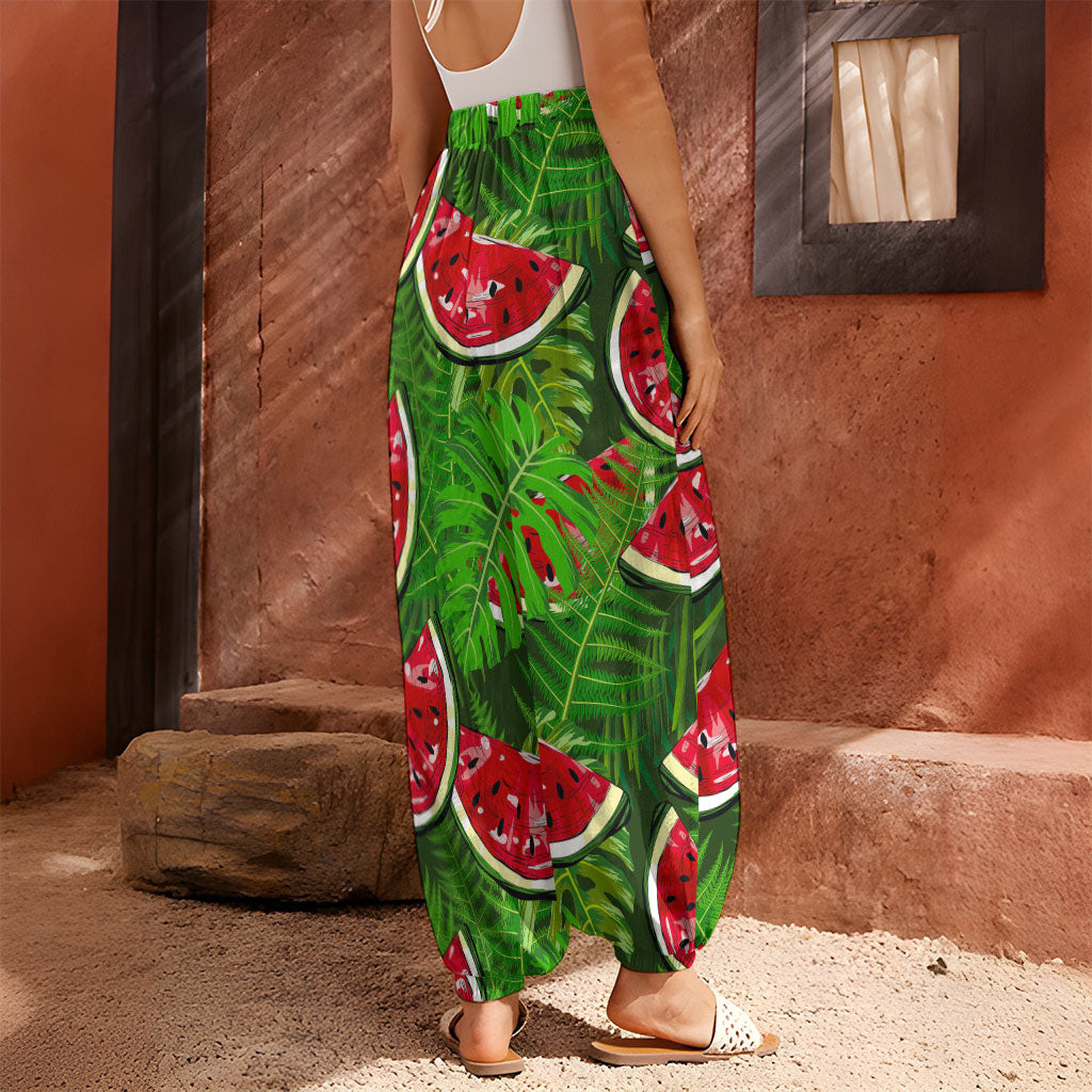 Tropical Leaf Watermelon Pattern Print Harem Pants