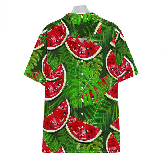 Tropical Leaf Watermelon Pattern Print Hawaiian Shirt