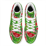 Tropical Leaf Watermelon Pattern Print High Top Leather Sneakers