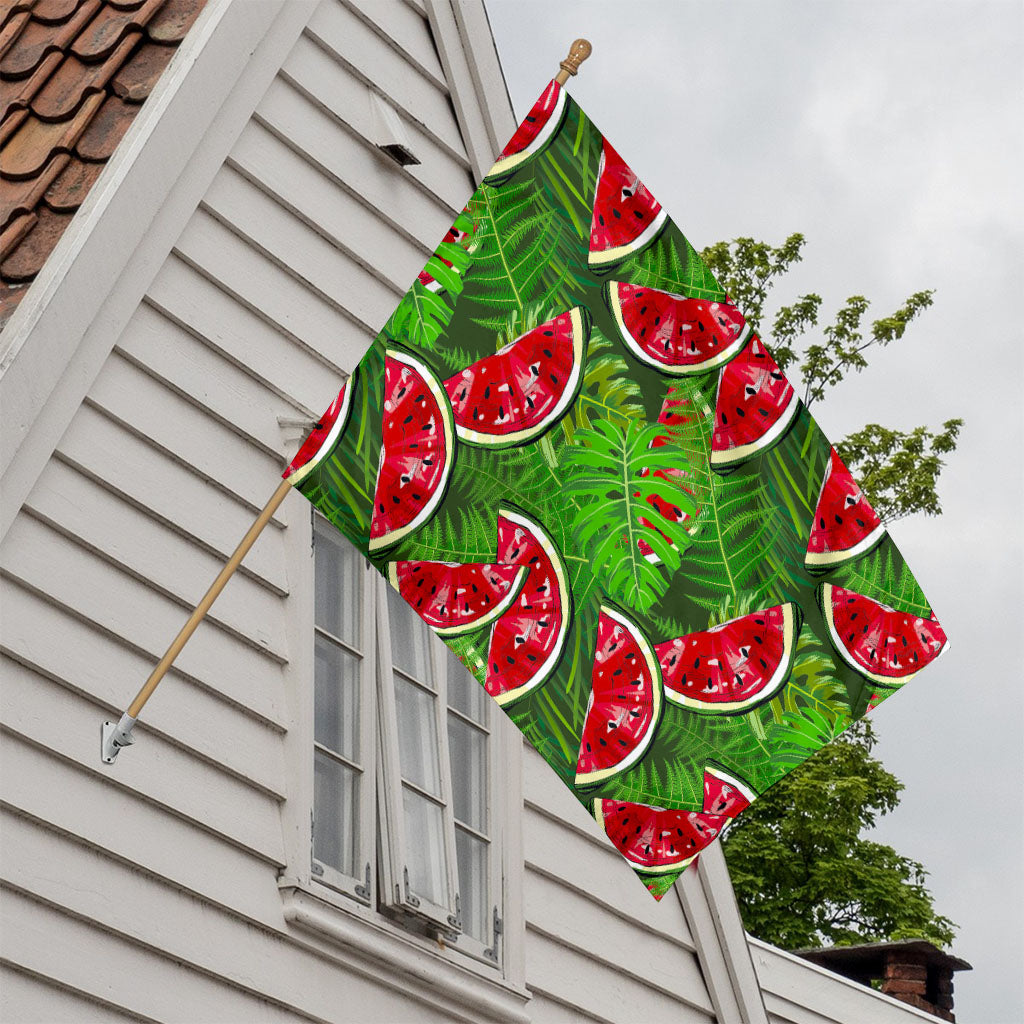 Tropical Leaf Watermelon Pattern Print House Flag