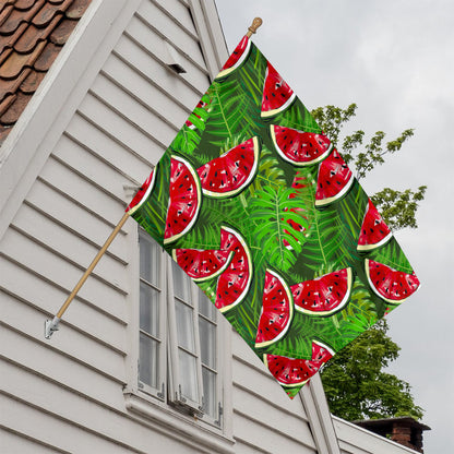 Tropical Leaf Watermelon Pattern Print House Flag