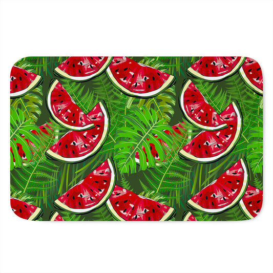 Tropical Leaf Watermelon Pattern Print Indoor Door Mat