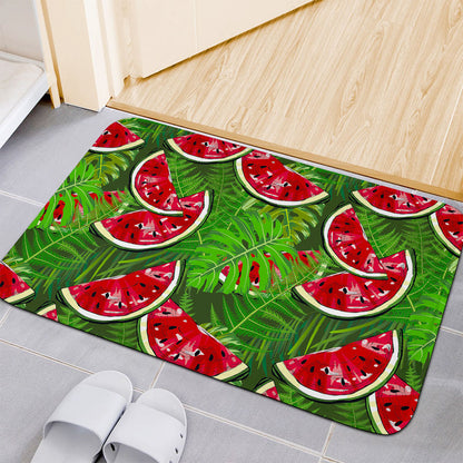 Tropical Leaf Watermelon Pattern Print Indoor Door Mat