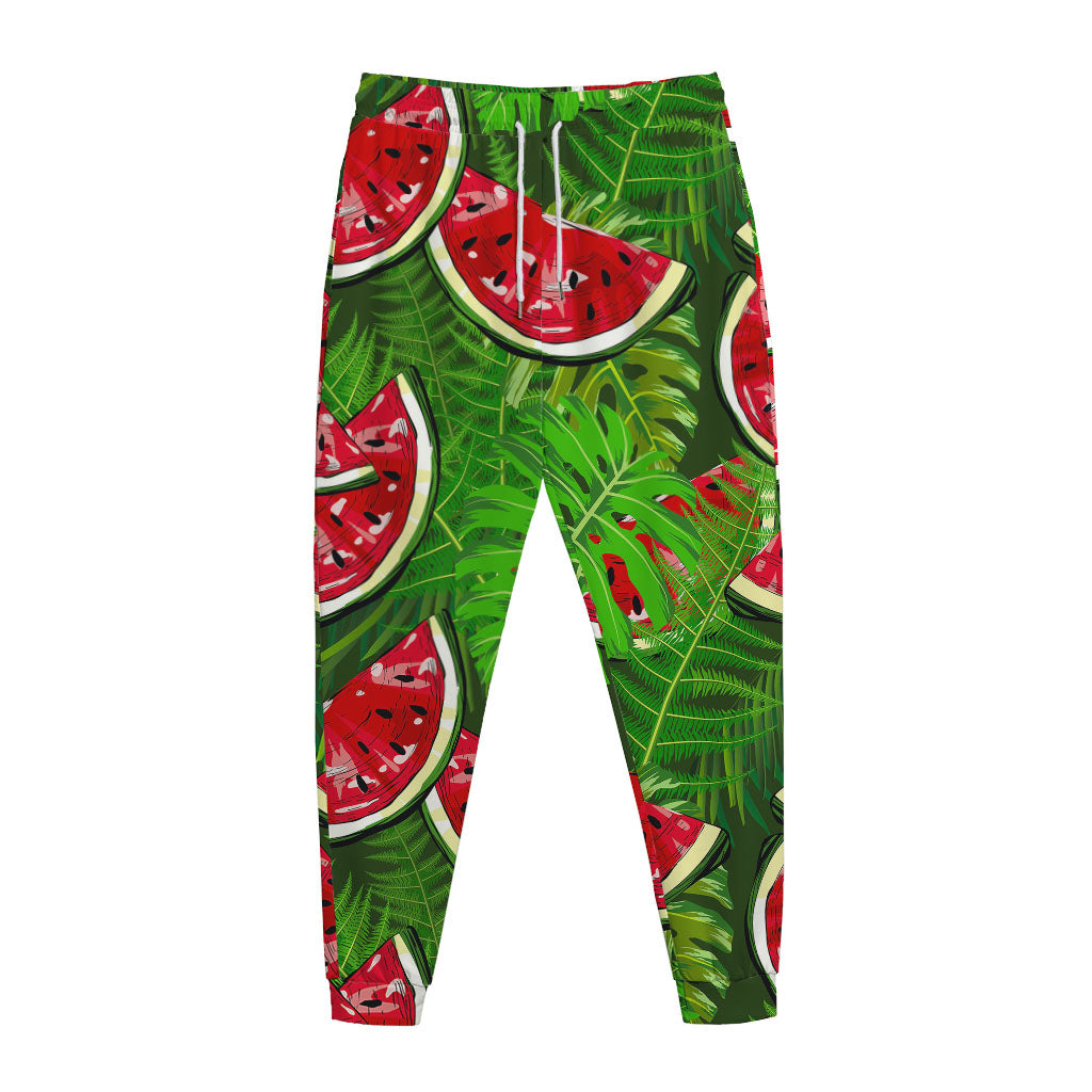 Tropical Leaf Watermelon Pattern Print Jogger Pants