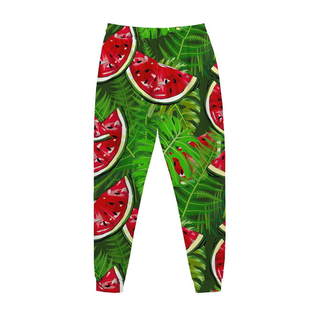 Tropical Leaf Watermelon Pattern Print Jogger Pants