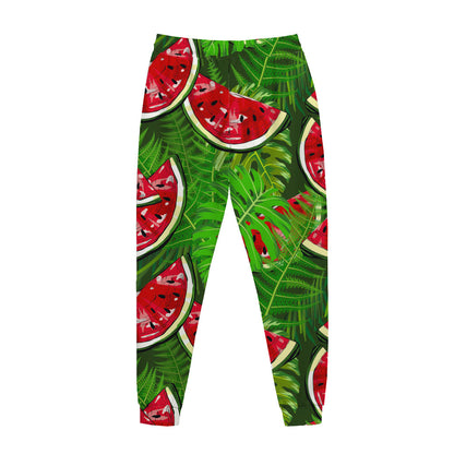 Tropical Leaf Watermelon Pattern Print Jogger Pants