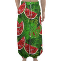 Tropical Leaf Watermelon Pattern Print Lantern Pants
