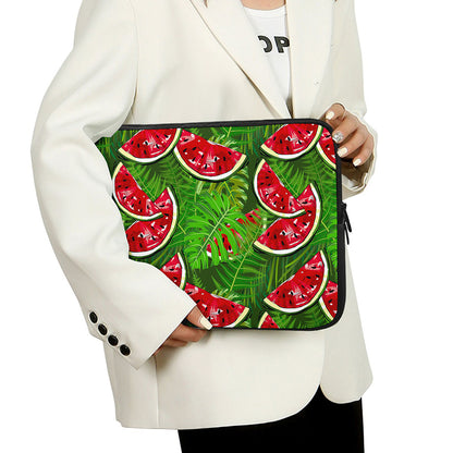 Tropical Leaf Watermelon Pattern Print Laptop Sleeve