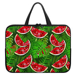 Tropical Leaf Watermelon Pattern Print Laptop Sleeve With Handle