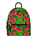 Tropical Leaf Watermelon Pattern Print Leather Backpack