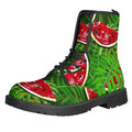 Tropical Leaf Watermelon Pattern Print Lace-Up Boots