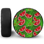 Tropical Leaf Watermelon Pattern Print Leather Spare Tire Cover