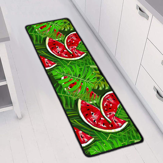 Tropical Leaf Watermelon Pattern Print Long Kitchen Mat