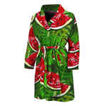 Tropical Leaf Watermelon Pattern Print Men's Bathrobe