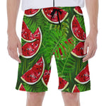 Tropical Leaf Watermelon Pattern Print Men's Beach Shorts